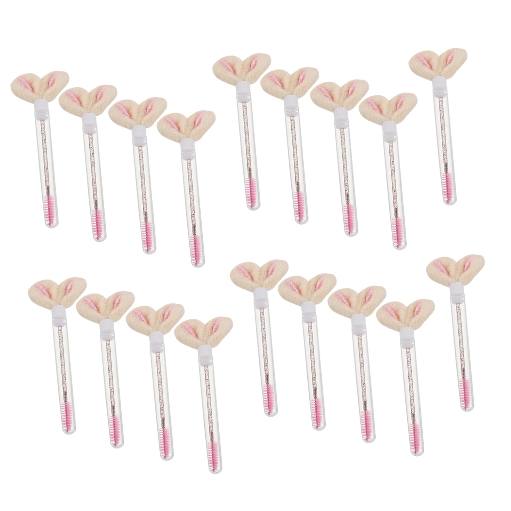 20個使い捨てクリスタルアイラッシュワンド うさ耳チューブ付き マスカラ 眉メイクツール 軽量クリスタ..