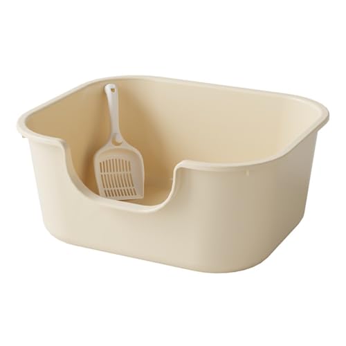 猫用トイレ 大型 オープン式 半カバー ファッション的 全体洗浄可能 清潔 砂飛散防止 軽量 (灰)(3)