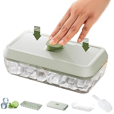 製氷皿 製氷器 製氷機 保存容器付き 蓋付き 氷スコッ 四角氷イスキューブ 氷トレー ふた付き 小分け ソフト取り出しやすい 冷凍保存 耐..