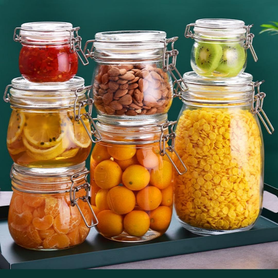 3個 ガラス密封瓶 ガラスびん 大容量 食品保存容器 ガラス 密封保存瓶 塩漬け瓶 キムチ瓶 パッションフ..