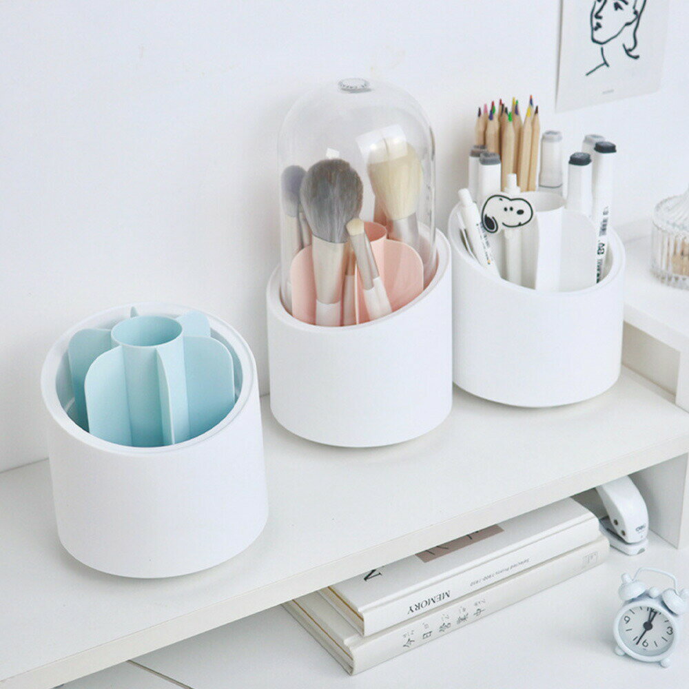 メイクブラシ 収納 ふた [ナチュメイプル 360度回転 ケース 蓋付き ] メイクブラシスタンド 収納ケース コスメボックス おしゃれ 卓上収納 回転式 化粧品収納 洗える ブラシ立て 誕生日プレゼント 女友達 ギフト 女性 コスメ プレゼント