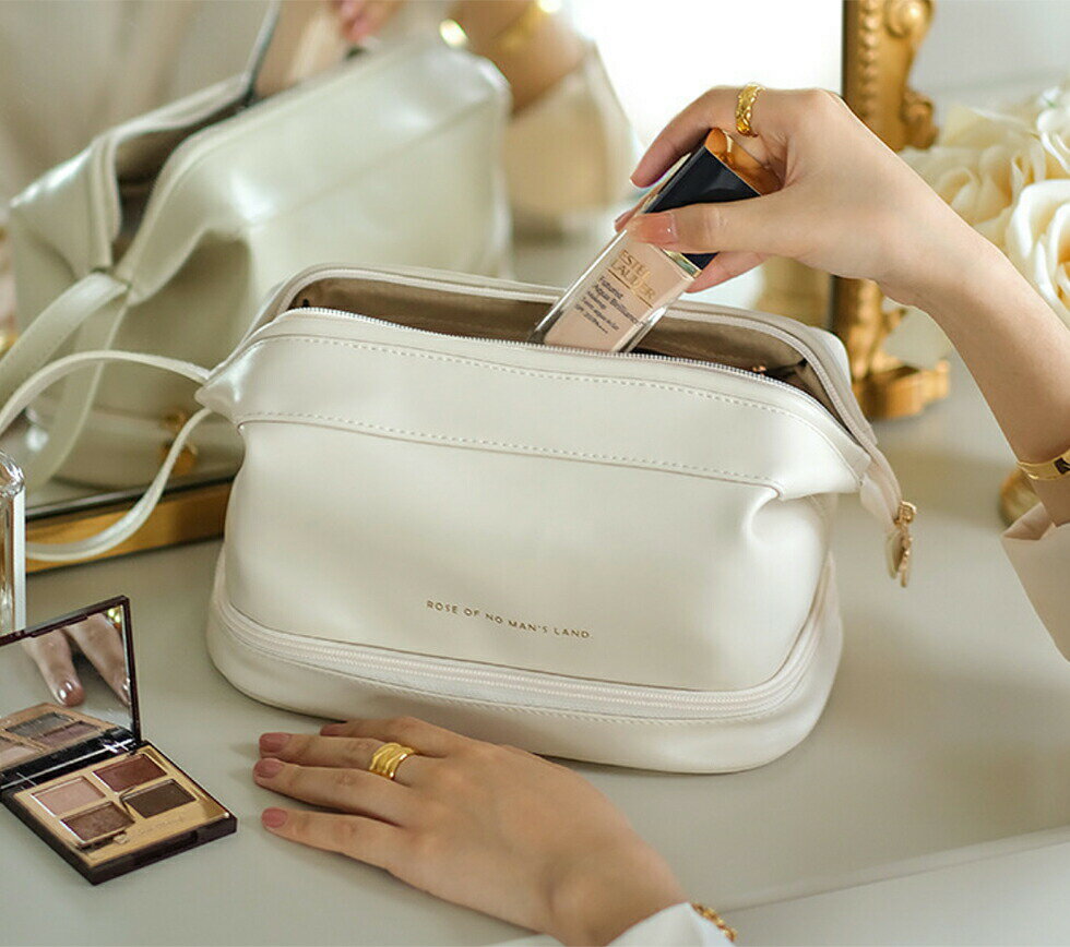 化粧ポーチ 大容量 [ ナチュメイプル バニティポーチ ] 仕切り 2段 持ち歩き コンパクト おしゃれ 機能..