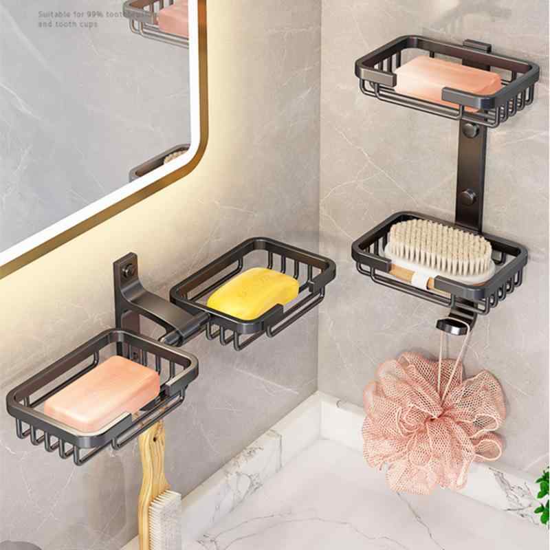 石鹸ケース メンズ レディース バスルーム 洗面台 石鹸置き ソープディッシュ 水切り アルミ製 シルバー 黒 ゴールド(x2)