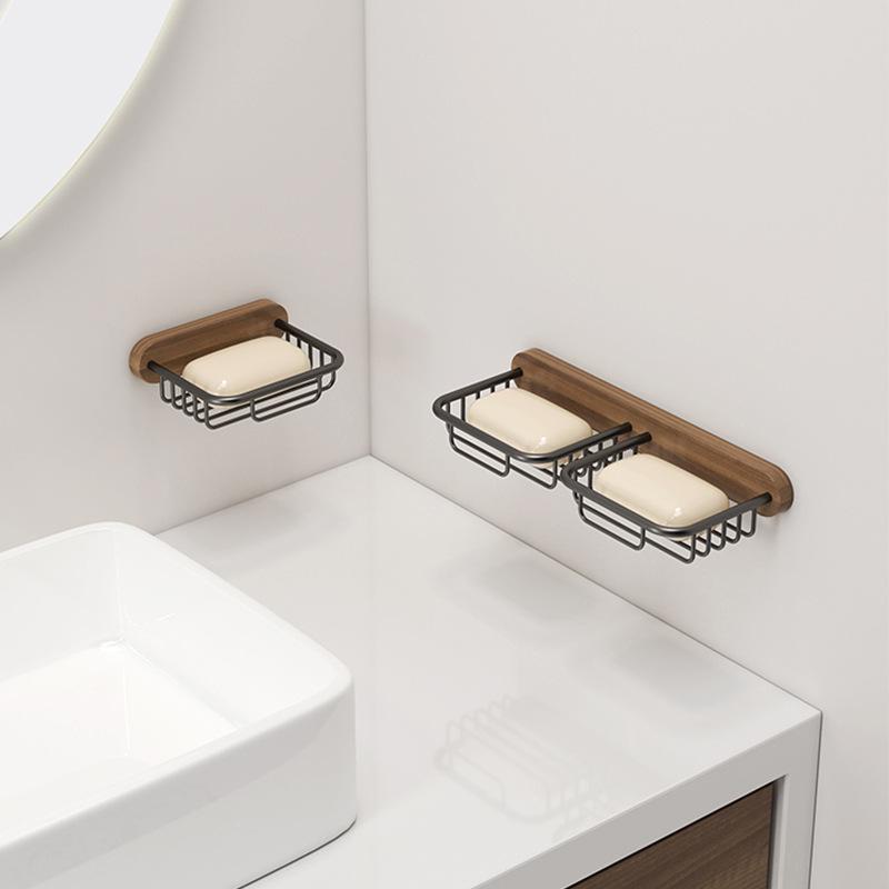 石鹸置き メンズ レディース 胡桃木 木製 浴室 洗面所 排水口付き 石鹸ケース スポンジ置き 小物置き