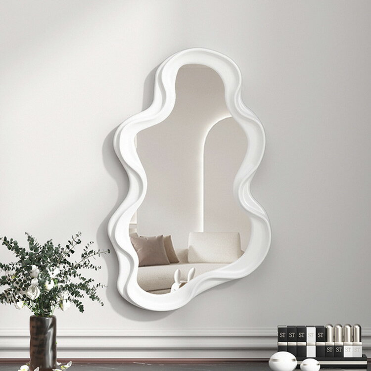 おしゃれ 洗面台 壁掛け ミラー 壁掛け デザインミラー 玄関 壁 変形 鏡 韓国インテリア 北欧 韓国 インテリア 軽量 ウェーブミラー 寝室 モダン カフェ風 姿見 ウォールミラー 鏡 壁掛け くも