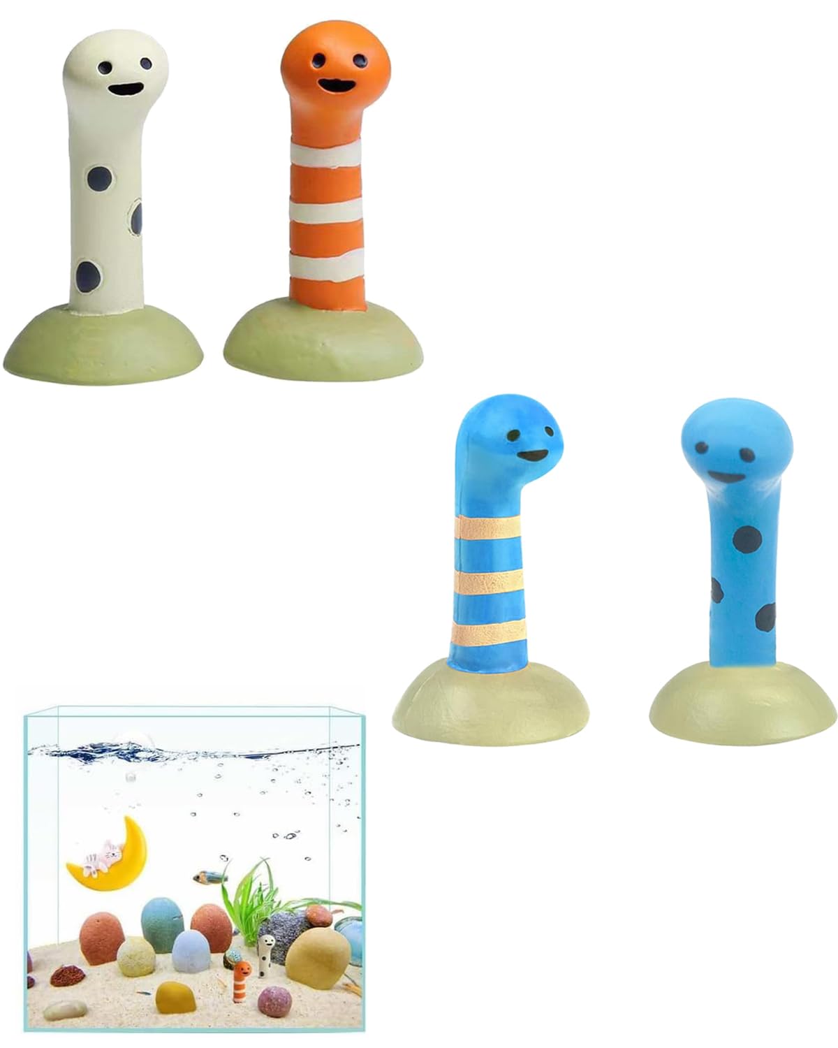 4個アクアリウム 水槽 オブジェ 水槽 飾り アクアリウム オブジェ 水槽 装飾 おもちゃ 用 ミニチュア 装飾 水族館 装飾 アナゴ クラフト