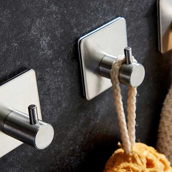 フック ステンレス製 つや消し 素材 4個入り 両面テープ タイプ 強力な粘着力 高級感 貼り付け 簡単 安..