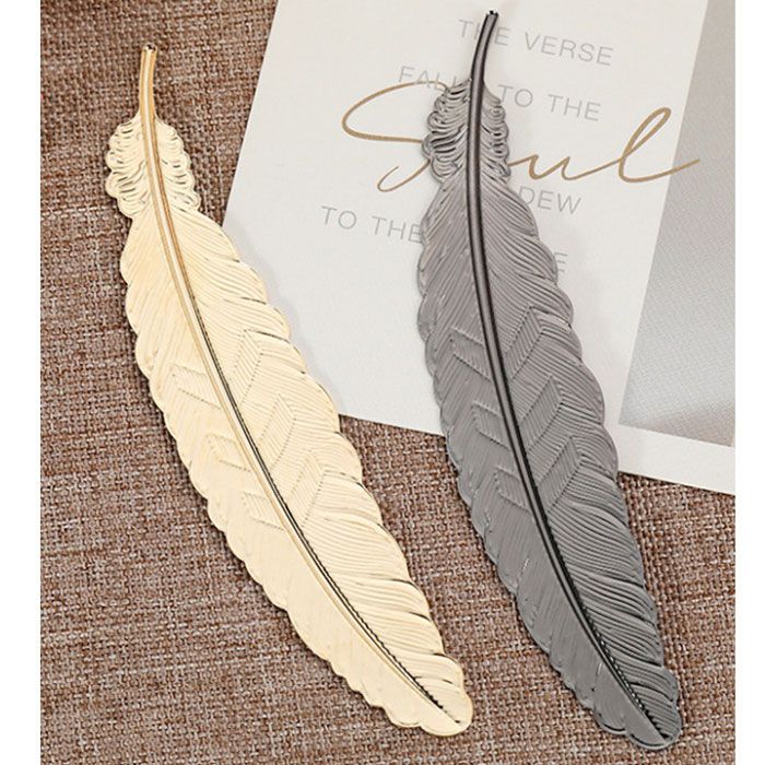 しおり 5色セット ブックマーク 栞 金属 フェザー 羽 読書 趣味 アンティーク インテリア
