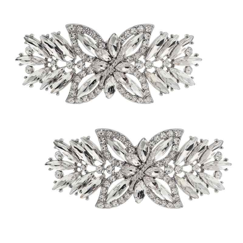 シューズクリップ おしゃれ カジュアル 取り外し可能 レディース 靴 花 アクセサリー 装飾 ラインストーン バックル シルバー