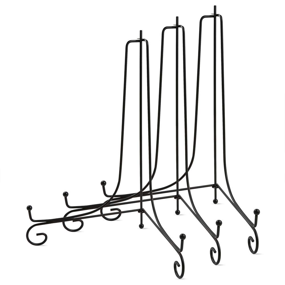 3パック 12インチ 大型アイアンディスプレイスタンド ブラックアイアンプレート フォトホルダースタンド 絵 本 装飾プレート アート ホームデコレーション