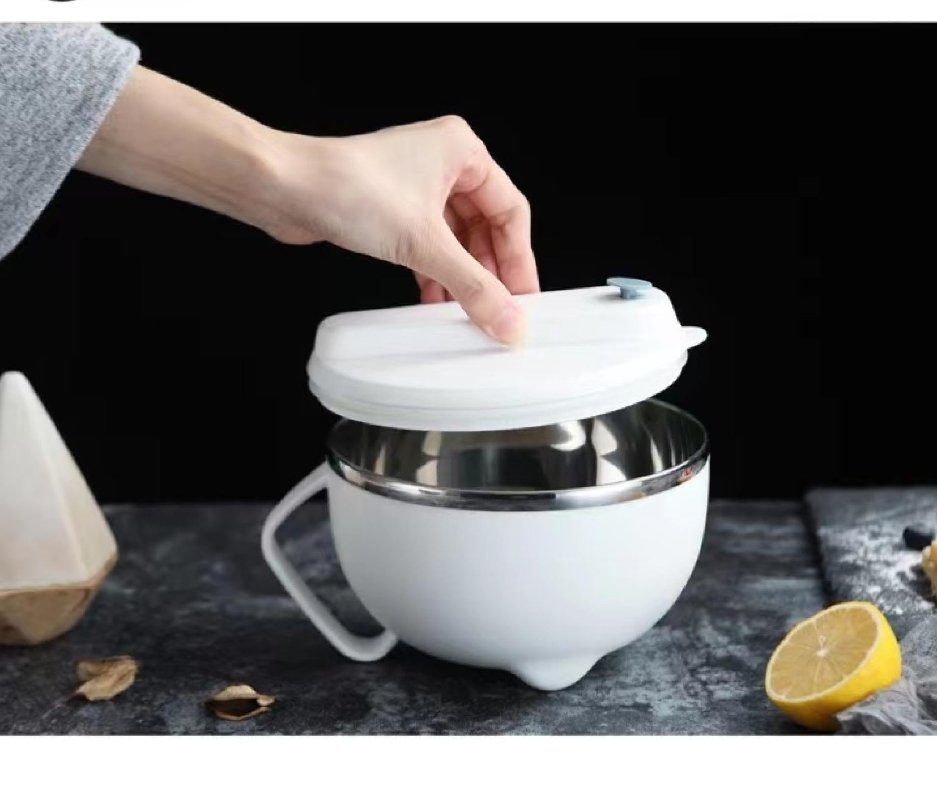 インスタントラーメン丼、携帯弁当箱、ラーメン丼、ステンレス製保温・漏れ防止めんつゆ丼（蓋付） ホ..