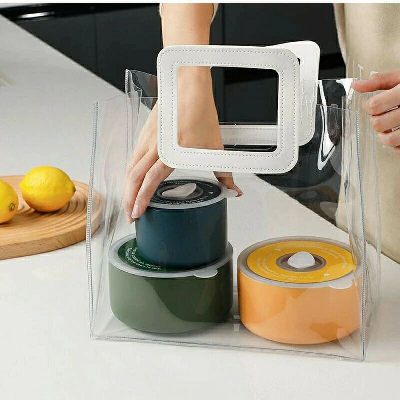 買い物 便利 大容量 弁当入れ おし 手痔??保温保冷 弁当袋 男女兼用 PVCバッグ 通勤 アウトドア 透明 ..