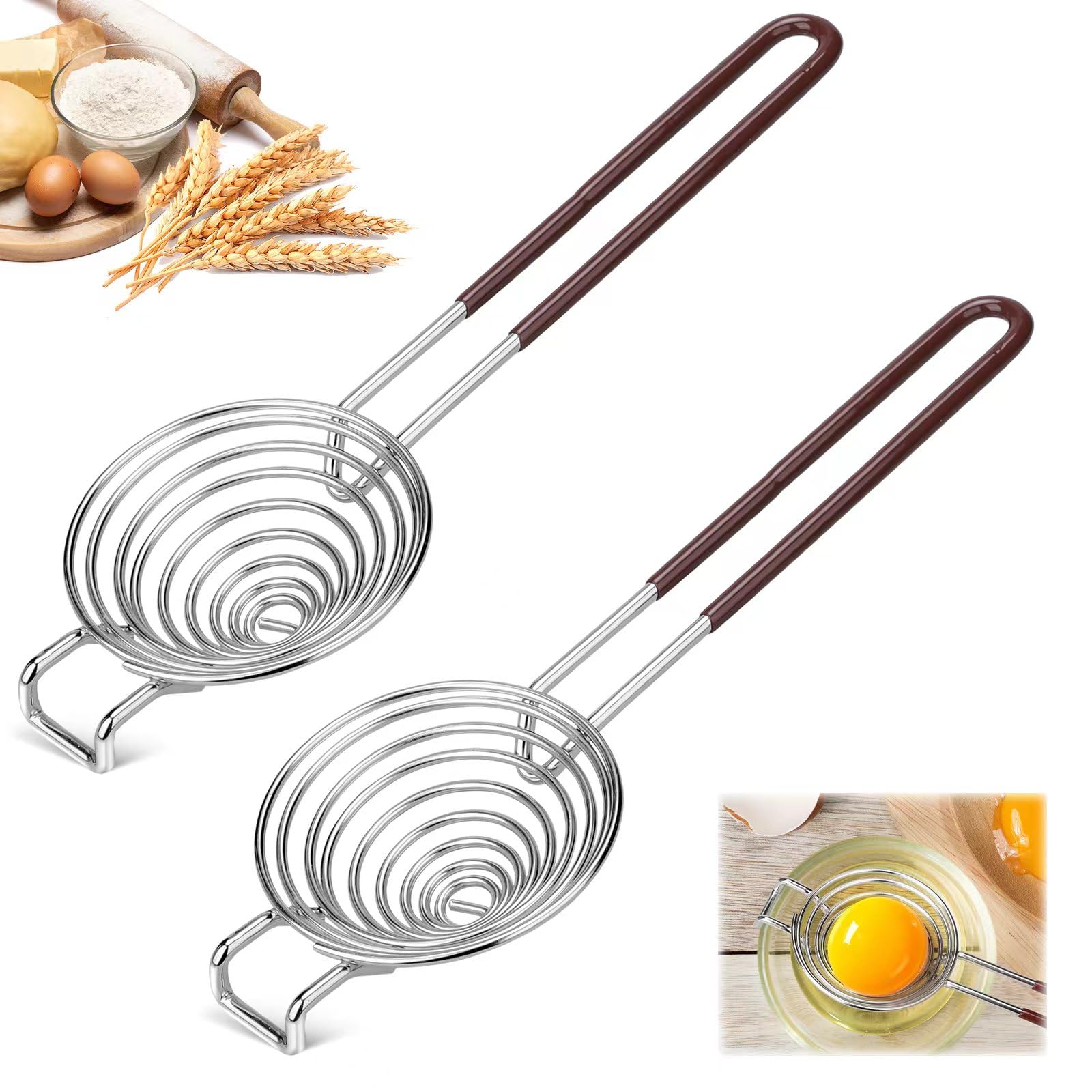 拡張ハンドル付きエッグセパレーター 2個 卵白セパレーター 卵黄セパレーター 食品グレードのステンレ..