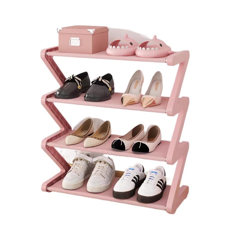 シューラック 4段 スタッキング可能 子供用シュー 子供用靴6～8足 小型シュー スリッパ 収納 花や観葉植物の収納にも 家庭用 寮用 (ライトグレー)