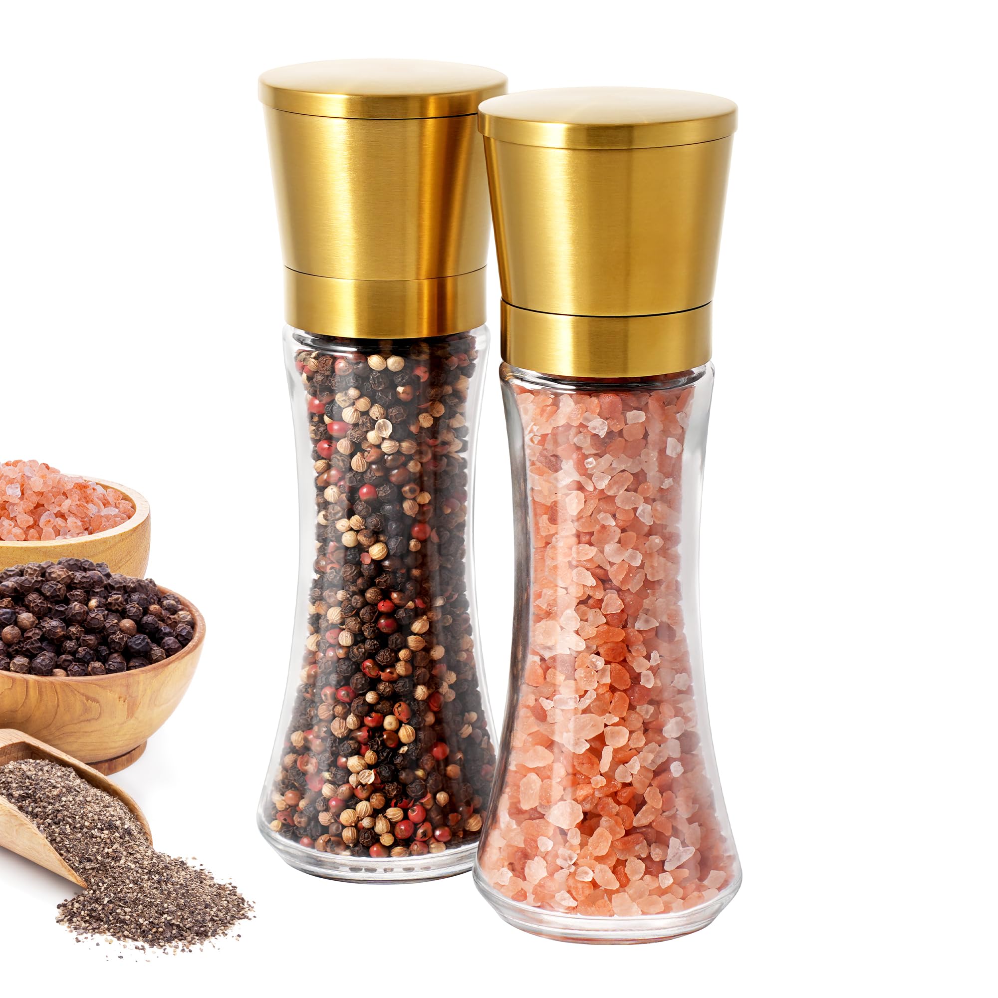 ペッパーグラインダーミルセット ステンレススチール ペッパーシェーカー 調節可能 セラミック 粗さ 塩..