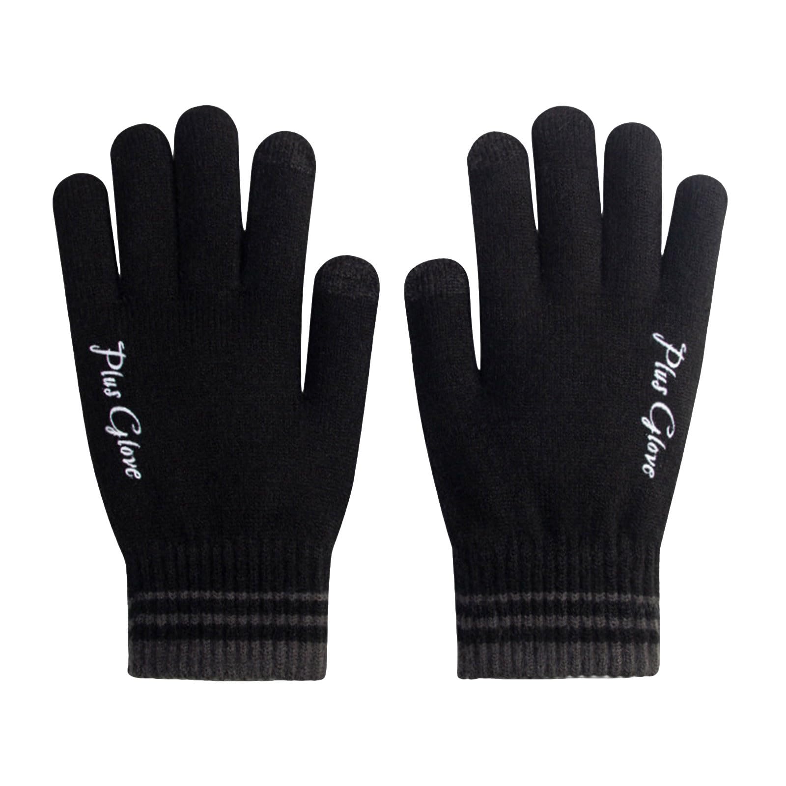 手袋 メンズ 防寒 バイク グローブ 黒 暖かい ニット製 五本指 手袋 メンズ レディース スマホ対応 裏起毛 ポカポカ 柔らかい 保温グローブ 手袋 人気 滑り止め おしゃれ あったかい グローブ 冬小物 アウトドア 通勤 通学(3)