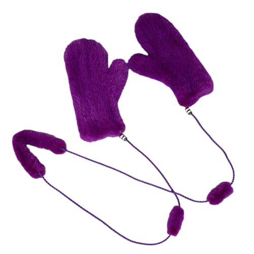 多用途でファッショナブルなミンクファー手袋、手編みのミトン、厚手で暖かい、サイクリング用のストラップ付き(3)