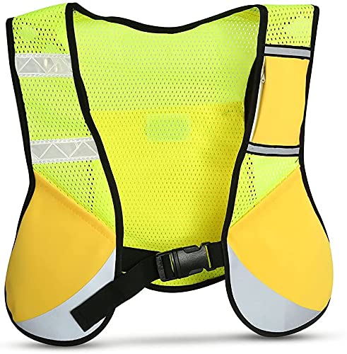 安全ベスト 反射ベスト 調節可能な蛍光ベスト 反射的ランニングベスト 高視認性 通気性 夜間作業 夜間..