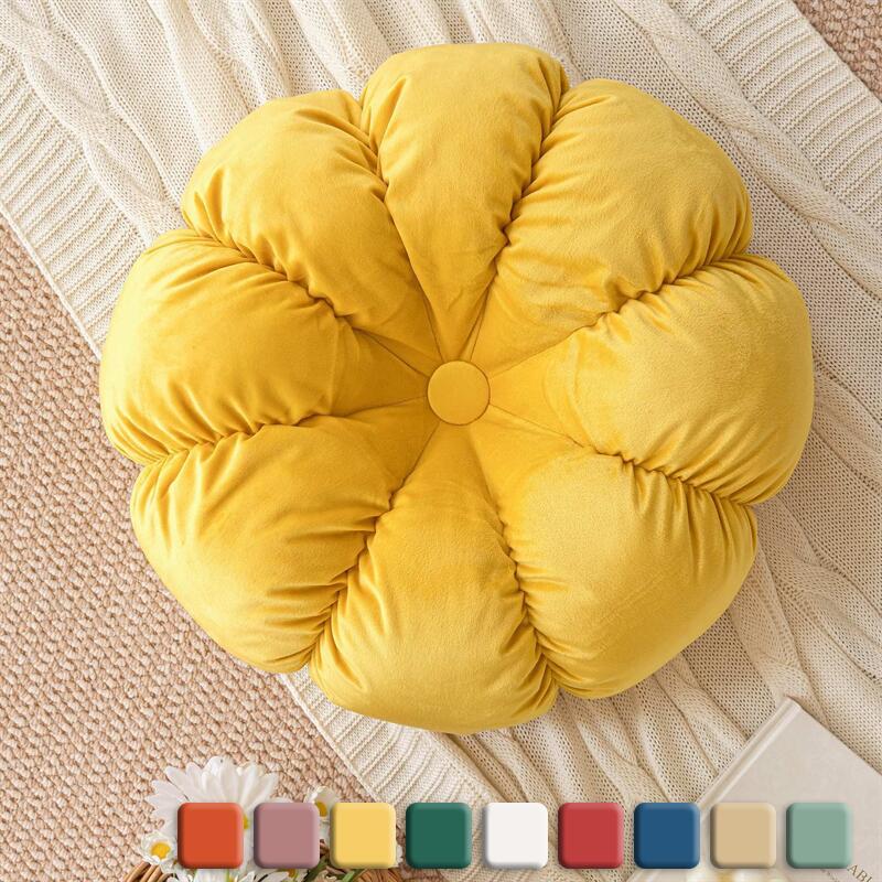 ラウンドクッション 抱き枕 フラワー ソファクッション ベッドピロー ベルベット生地 窓辺 座布団 昼寝まくら かぼちゃ型 ボリュームクッション 多機能 安眠 休憩 リラックス 可愛い 快適な腰枕 プレゼント 楽天海外通販