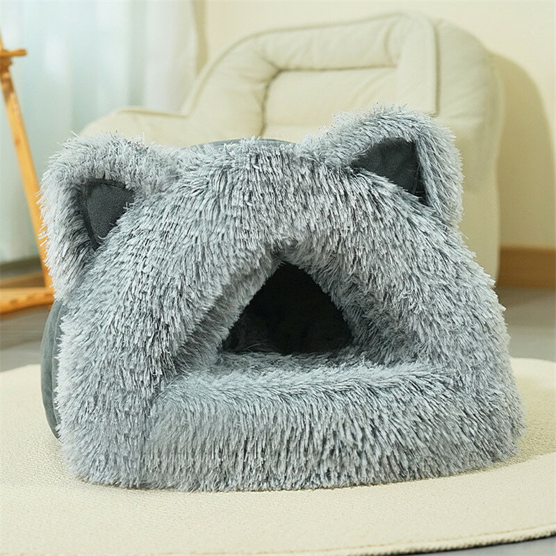 ペットベッド ペットハウス 犬猫ベッド 猫 小型犬用 猫ハウス 秋 冬 洞窟 犬猫兼用 ペット小屋 室内用 ..