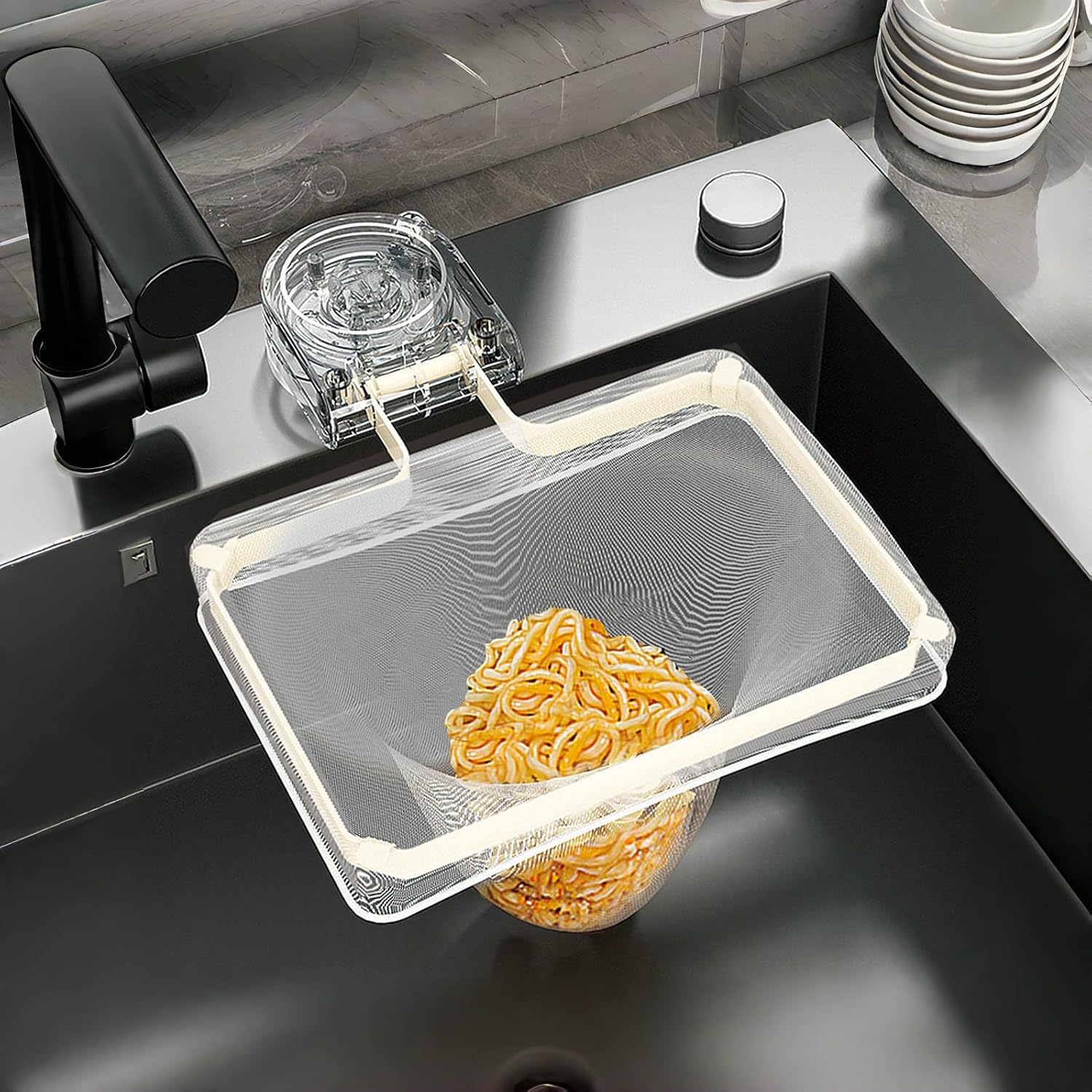 三角コーナー いらず 強力吸盤 サンカクコーナー水切りネット ホルダー シンク ゴミ受け キッチン 生ゴミ処理 水切りネット 50枚付き 三角コーナー いらず 強力吸盤 サンカクコーナー水切りネット ホルダー