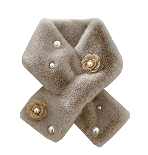 スヌード レディース 冬用 フェイクファー ティペット マフラー ふわふわ パール付き 防寒 ネックウォ..