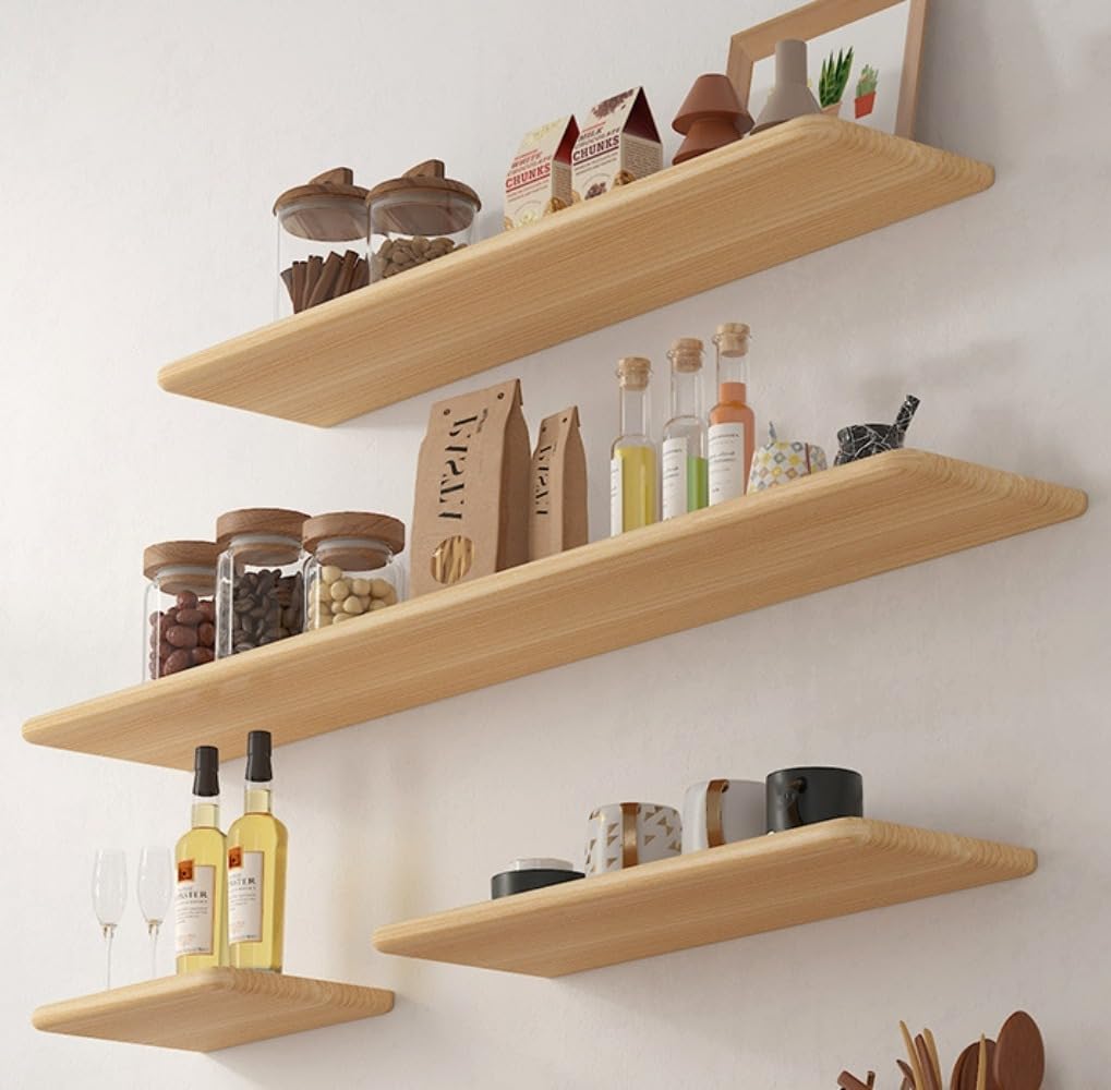 飾り棚 壁 棚 壁掛け棚 壁掛け 棚 棚 ラッ フローティングウォールシェルフ、ディスプレイ棚、ウォールマウントディスプレイラック、ソリッドウッドウォールシェルフホームデコレーション (60cm,ホワイト)