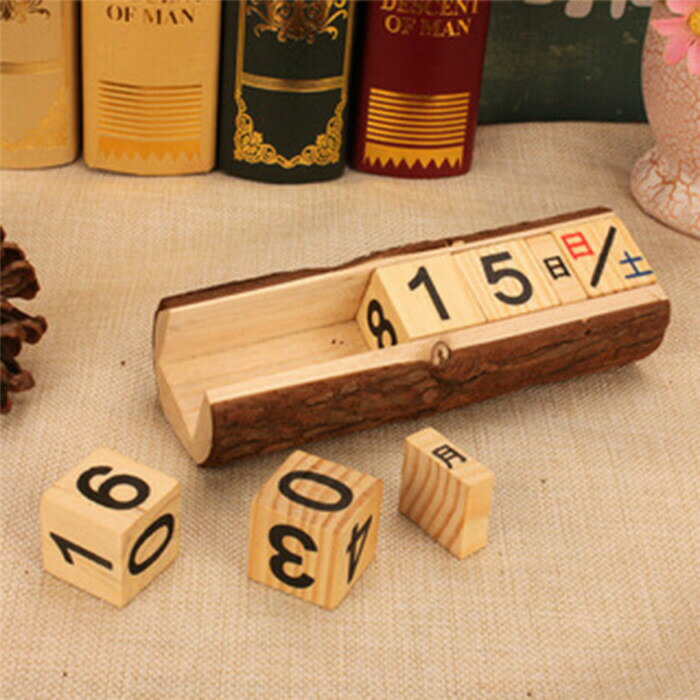 万年カレンダー 木製 カレンダー ウッドカレンダー 卓上カレンダー 日替わり 再利用可能 インテリア 木製 プレゼント 引越し 喫茶店 レストラン 装飾 贈り物