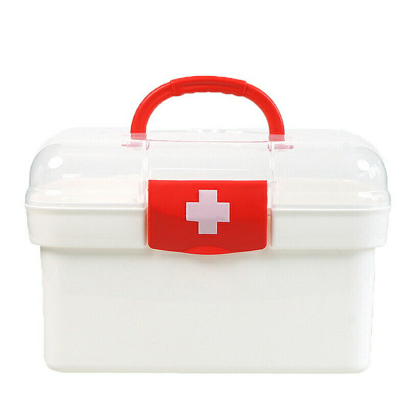 救急箱 家庭用 大容量 救急車デザイン おしゃれ 薬箱 二層 ボックス 薬ケース 救急ボックス けが 応急手当 薬収納 小物入れ 小物収納 収納ボックス 防災グッズ 防災セット 日用品収納 持ち運び 軽量