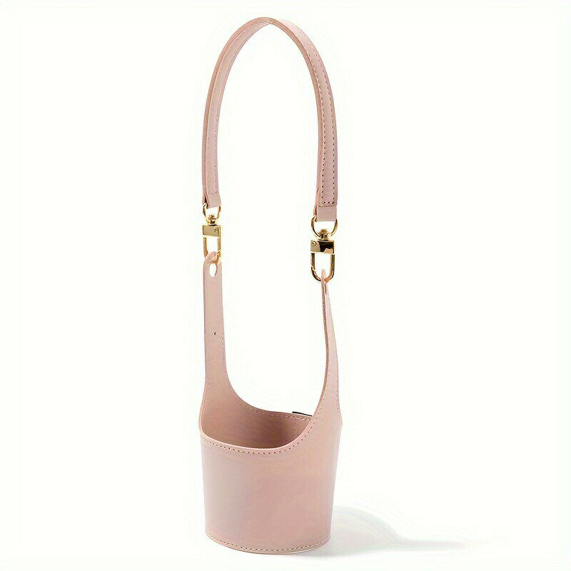 調節可能なストラップ付きピンク断熱カップキャリア - コーヒー、紅茶、スムージーカップ用の持ち運び..