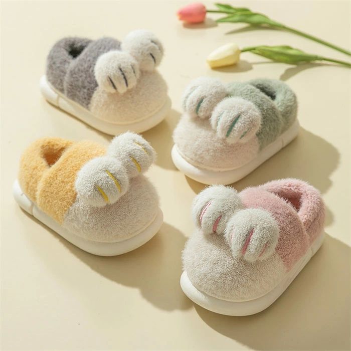 ルームシューズ ムートンスリッパ 子供スリッパ 子供靴 子供 男の子 女の子 キッズ ネコ 猫爪 春 秋 冬..