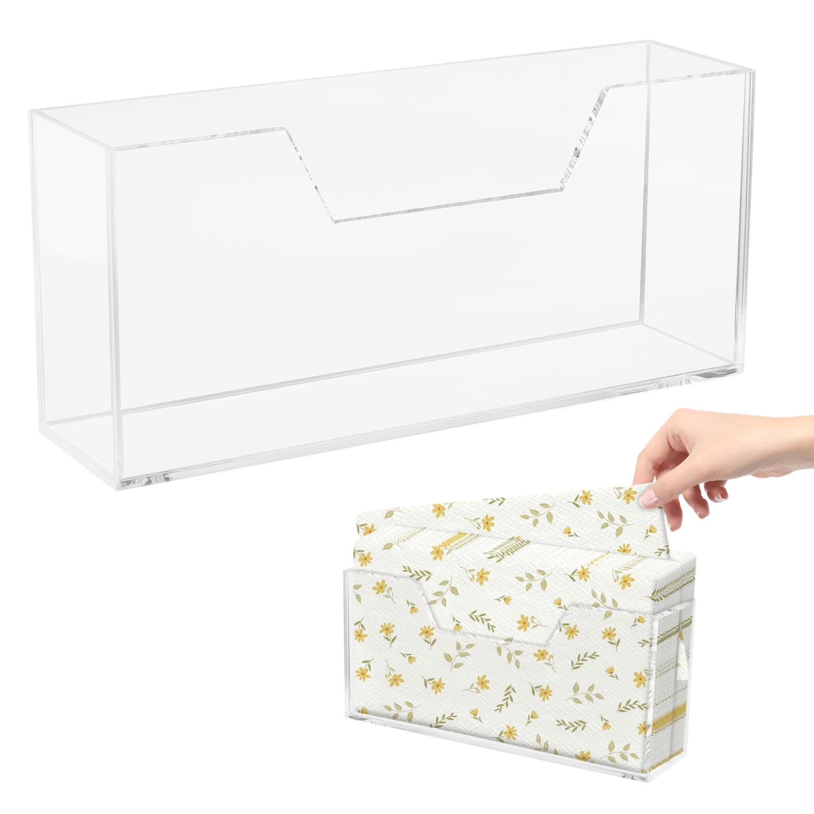 バスルーム用アクリルゲストタオルホルダー、防水垂直ナプキンスタンド、クリアハンドタオル収納トレイ..