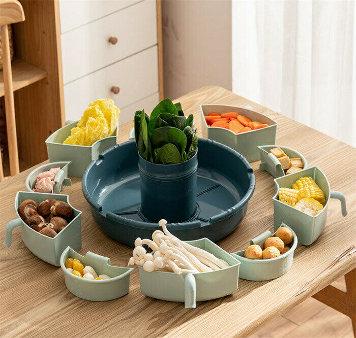 火鍋 家庭用 卓上水切りトレー 水切りトレー 9マス 野菜水切りかご キッチン収納 水切りかご 火鍋食材..