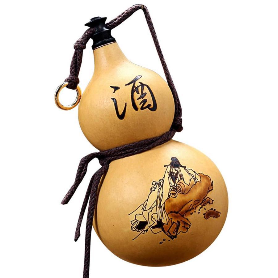 ひょうたん レトロ徳利瓢箪 水筒 自然 蜜蝋抗浸透 ポータブル 水筒 清酒 ボトル 最高の贈り物 装飾品 手洗いのみ