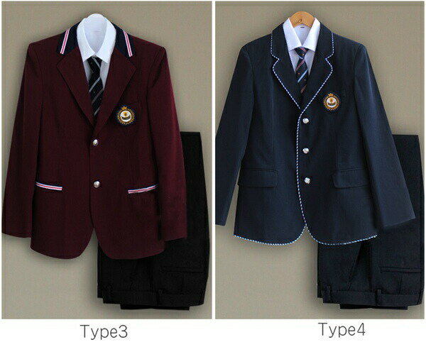 入学式スーツ 卒業式 スーツ 卒業式 学生服 上下セット男子高生制服　コスプレ【入学式】【卒業式】送料無料【男の子】【スーツ】 【制服】【フォーマル】 ブレザー5点セット[ブレザー＋長袖シャツ＋バッジ＋ズボン＋ネクタイ] 大きいサイズあり