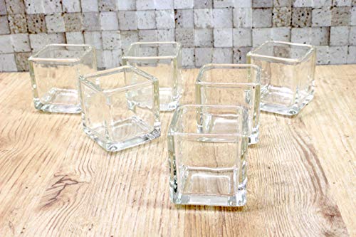 フラワーベース キャンドルホルダー ガラス ニューブロック S H5.5×W5.3×D5.3cm 6個入り