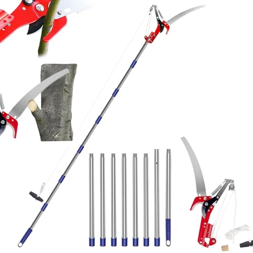 高枝切りバサミ 組立簡単 2.4m 3.2m 4m 4.8m 軽量 たかえだきりはさみ SK5高級炭素刃 高枝切り鋏 鋸付..