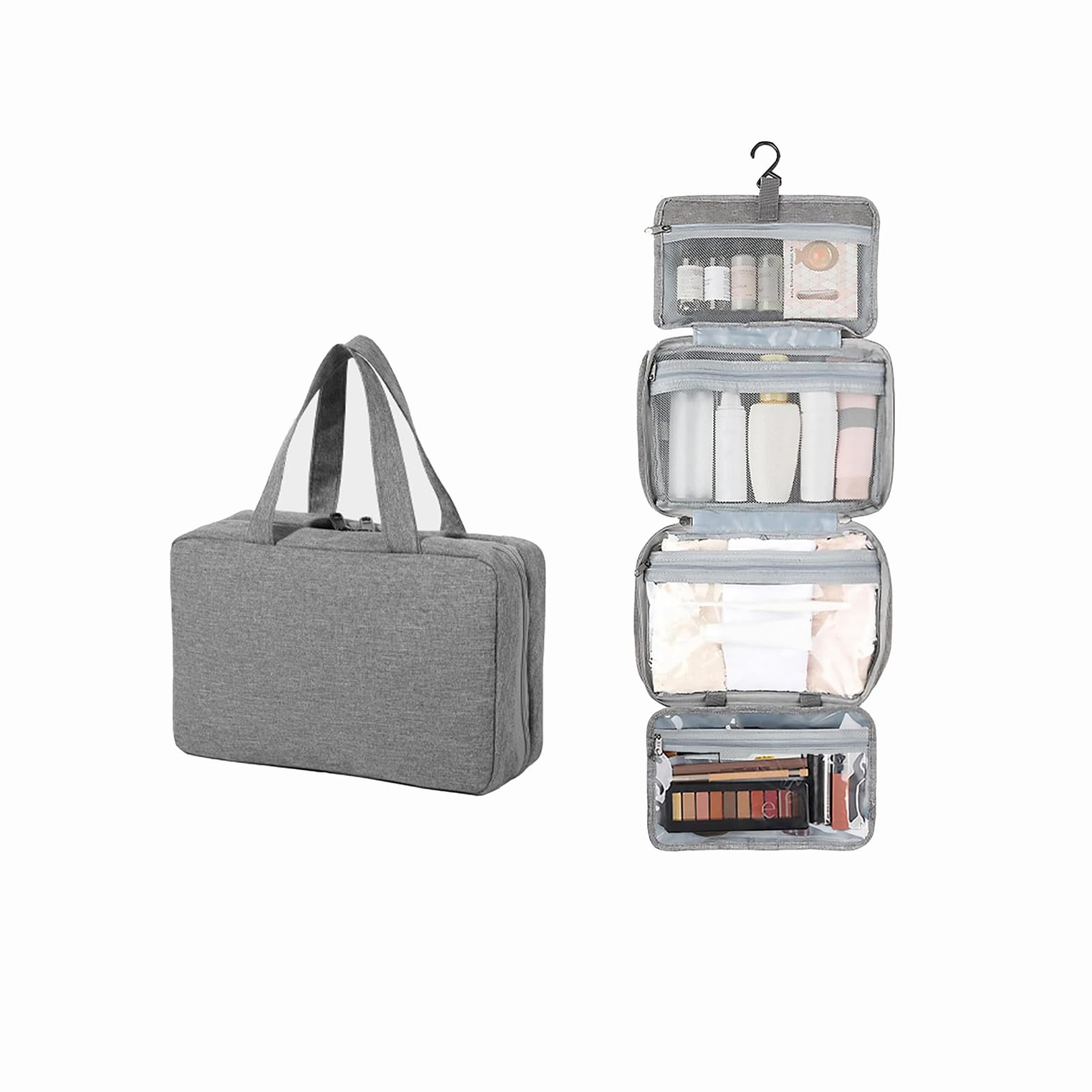トラベルポーチ 吊り下げ 吊り下げポーチ トイレタリーバッグフック付き PVC大容量 折り畳み式 旅行 収..