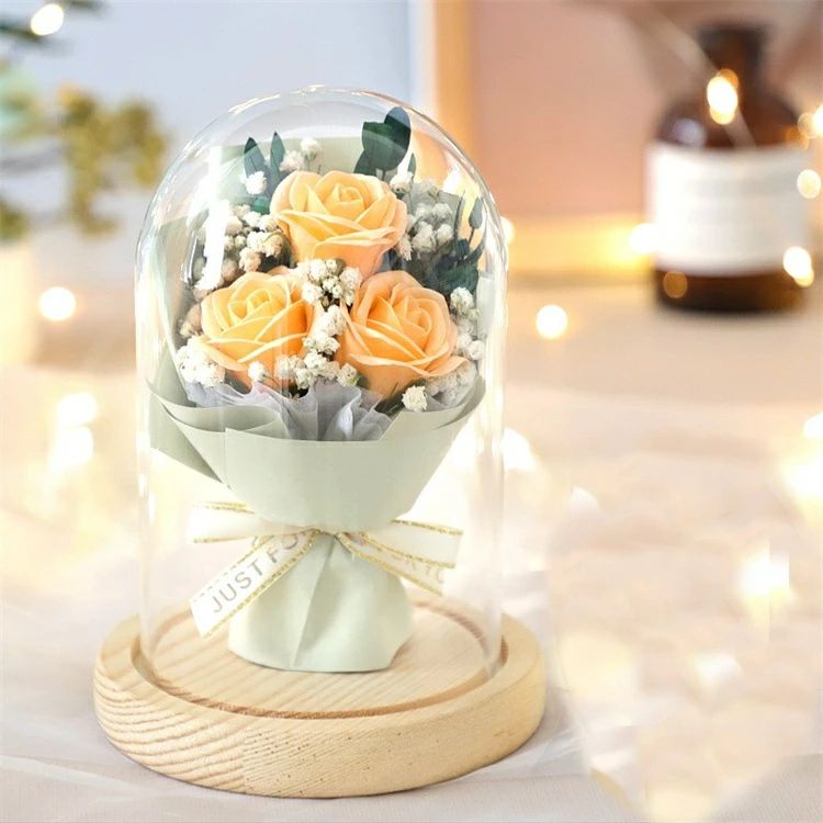 ソープフラワー シャボンドーム アレンジメント ガラスドーム フラワーギフト バラ 薔薇 花束 ブーケ ..