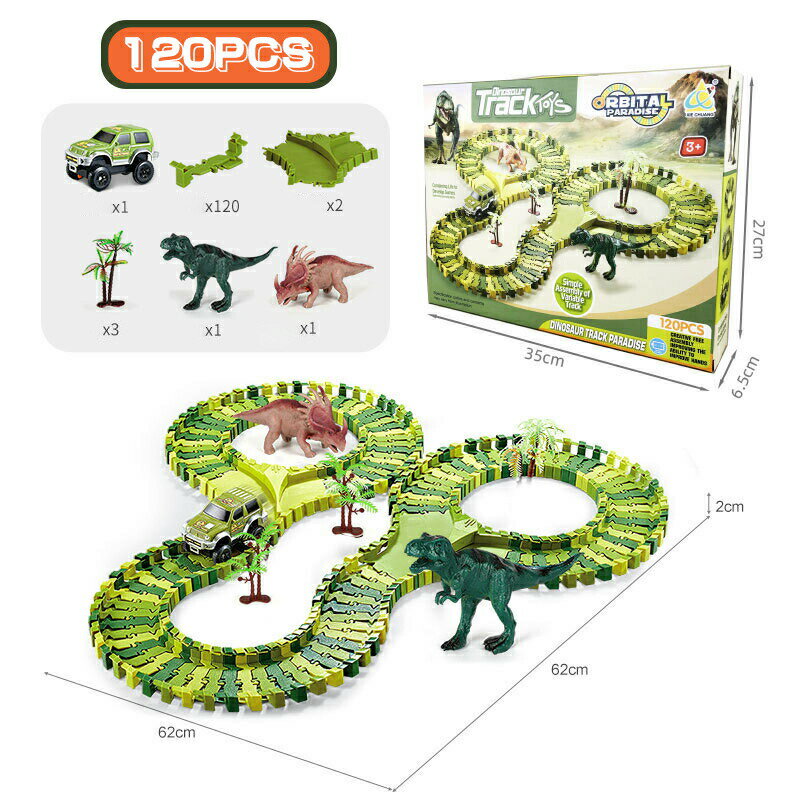 恐竜 おもちゃ セット レール車 レールセット 汽車 軌道 車 ミニカー DIY 立体パズル 化石 知育玩具 模型組み立て 車レール サーキット 組立自由 男の子 女の子 室内遊び 幼児 子供 キッズ 誕生日 クリスマスプレゼント 出産祝い 入園祝い 贈るもの ギフト こどもの日