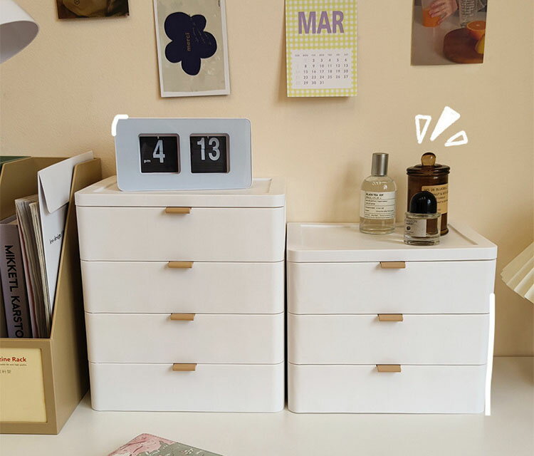 化粧品収納ボックス デスクトップスキンケア収納ボックス 学生寮の引き出し 化粧台の雑物入れ 卓上収納..