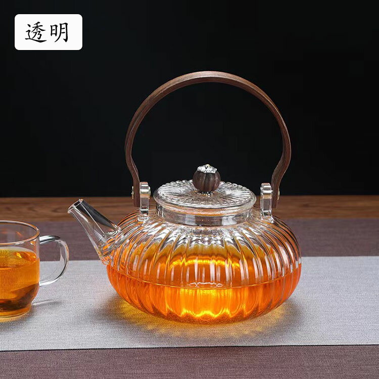 耐熱ガラス ティーポット 茶こし付き ガラス製ポット カップ 木製 持ち手 ジャンピング 紅茶ポット フルーツティー 花茶 工芸茶 ハーフティー ガラス急須 健康茶器 直火対応仕様 耐高温 低温 大容量800ml 手作り ティーポット 敬老日 母の日 ギフト 選べる2色