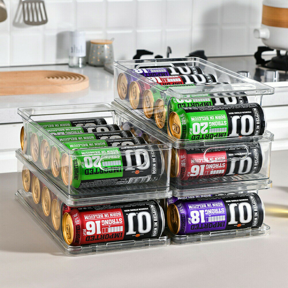 缶収納ラック 缶ストッカー 冷蔵庫 収納ラック 【500ML缶収納 10本対応 積み重ね可能 2個セット 】 キ..