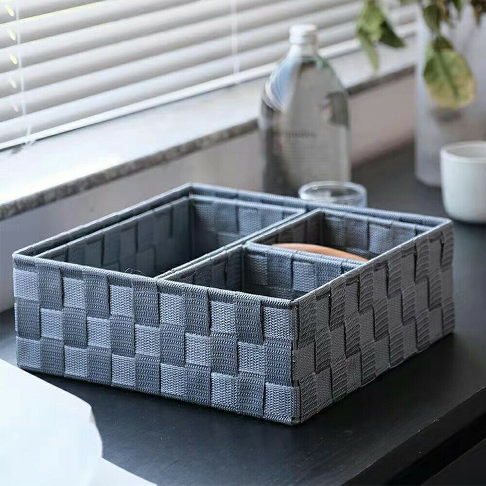 【4色から選択可能】 編み収納ボックス 収納ボックス 4個セット 三つのサイズ 手編み 小物入れ 卓上収納 デスク 収納 小物収納 バスケット 収納ボックス 水洗い 生活雑貨 引き出し おしゃれ 防水 防湿 高耐久性