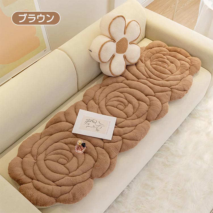 Sofa Covers - ソファーパッド あったか ソファシート ローズ ソファーカバー 秋冬用 座面カバー ふわふわ かけるだけ 滑り止め 通気性 毛が抜けにくい ふわふわ 傷 洗える 北欧 防塵 汚れ 多機能 座面 1人掛け 2人掛け 3人掛け 4人掛け 洗濯