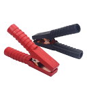 2個 300A 絶縁ワニ口クリップ 最大開口部30mm シングルヘッド 銅メッキ バッテリー クロコダイル 電気テストクランプ 赤と黒