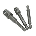 3個 シルバー 六角ロータリーソケットドライブ 電動レンチ 変換アダプター 1/4インチ 3/8インチ 1/2インチ インパクトドライバーアダプター