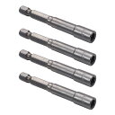 4ピース 1/4インチ クイックチェンジ 六角シャンク 5.5mm 磁気ナットセッター ドライバードリルビット 長さ65mm メトリック