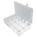 PPコンポーネントストレージボックス 280x170x55mm プラスチックオーガナイザー 調節可能なコンテナ 15個の取り外し可能なグリッドツールボックス 電子部品用 小さなアクセサリー 透明カラー 1個