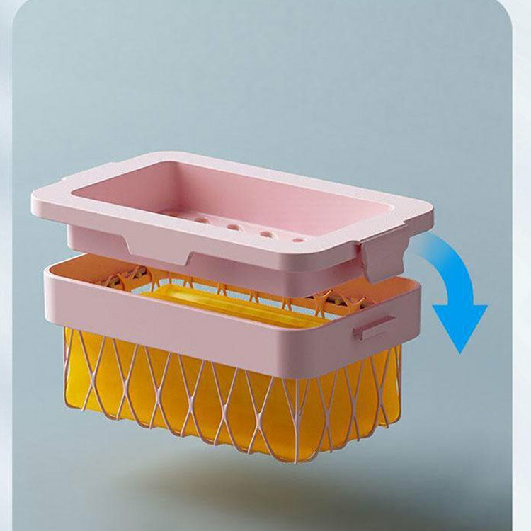 2個セット 洗濯せっけんケース 水切り 石けんケース ネット付き 泡立つ おしゃれ ソープトレイ 石けん台 泡立つ 石鹸置き トレー付き せっけん置き場 ソープディッシュ ソープトレー 石鹸ホルダー せっけん置き 石鹸ケ(3)